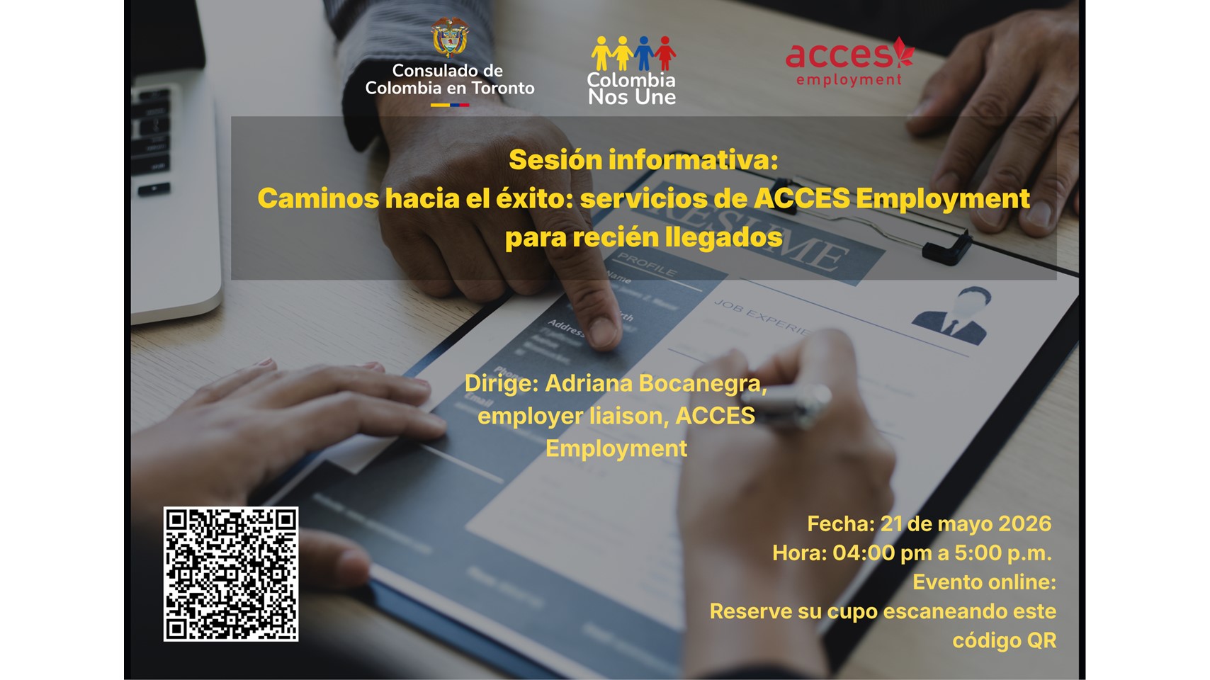 Sesión informativa: Caminos hacia el éxito: servicios de ACCES Employment para recién llegados se realizará el 21 de mayo de 2026