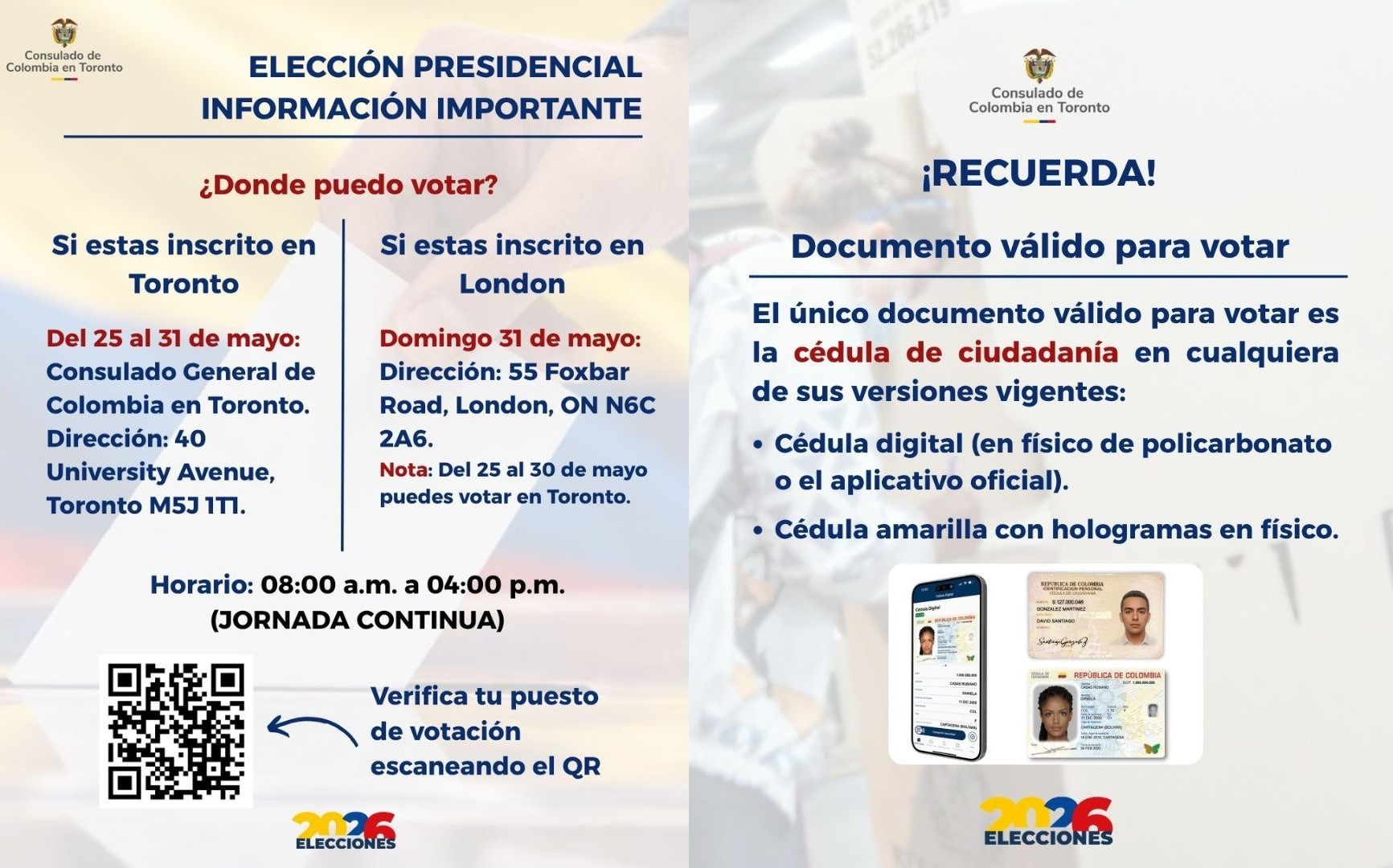ELECCIÓN PRESIDENCIAL - INFORMACIÓN IMPORTANTE