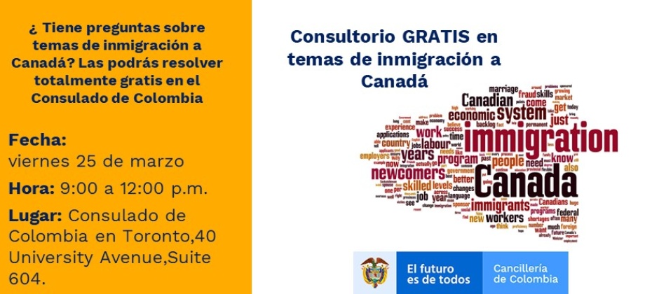 Consultorio GRATIS en temas de inmigración a Canadá en marzo de 2022