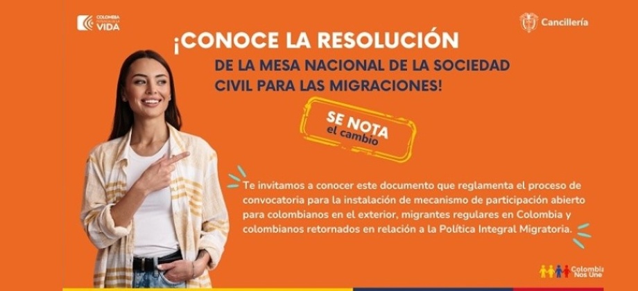 Ha sido reglamentada la convocatoria para la instalación de la Mesa Nacional de la Sociedad Civil para Migraciones