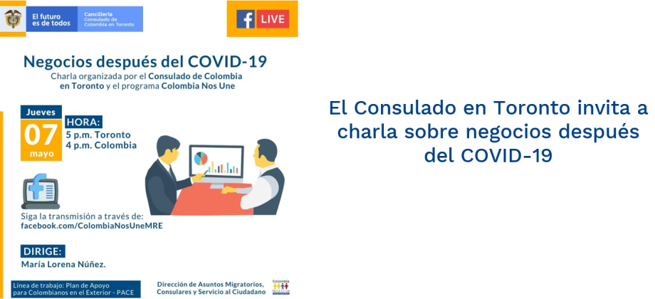 El Consulado en Toronto invita a charla sobre negocios después del COVID-19