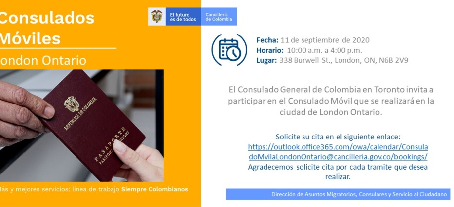 Jornada de Consulado Móvil en la ciudad de London, Ontario el 11 de septiembre