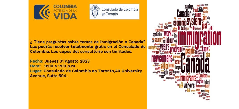 Consulado de Colombia en Toronto resuelve inquietudes sobre inmigración y aspectos jurídicos en Canadá, el 31 de agosto de 20223