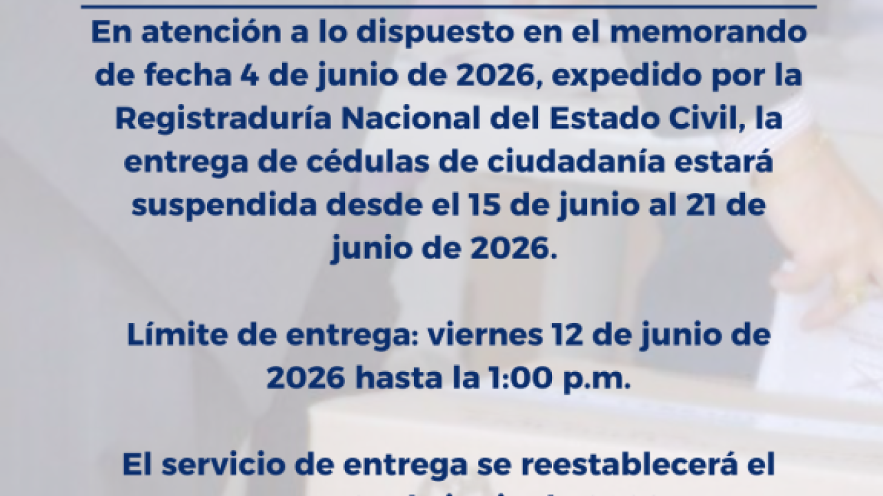 Suspensión en la entrega de cédulas de ciudadanía