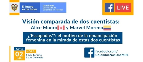 Consulado de Colombia en Toronto realizará el Facebook Live sobre la visión comparada de dos cuentistas el próximo 2 de julio  de 2020